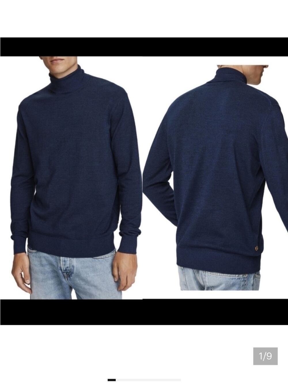 Scotch & Soda Amsterdam Couture Turtleneck Sweater NAVY BLUE Mens XL Preppy